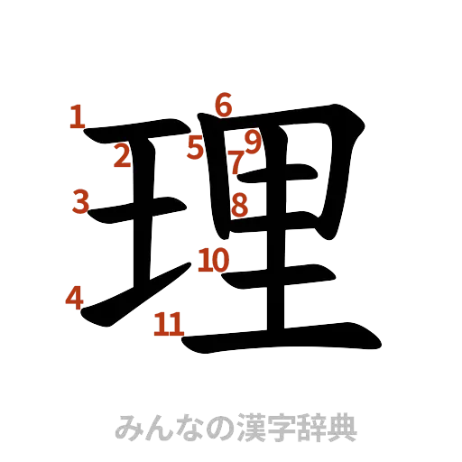 漢字「理」の書き順と画数
