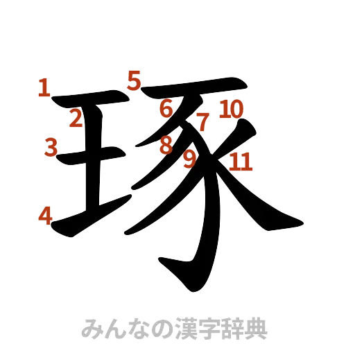 漢字「琢」の書き順と画数