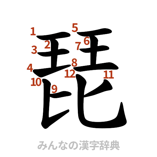 漢字「琵」の書き順と画数