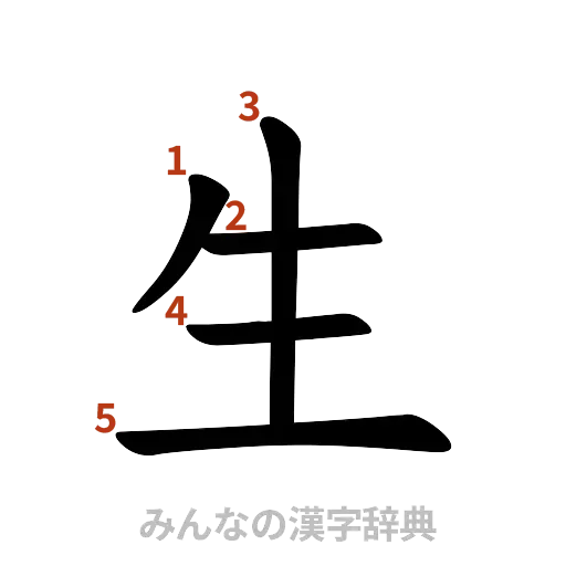 漢字「生」の書き順と画数