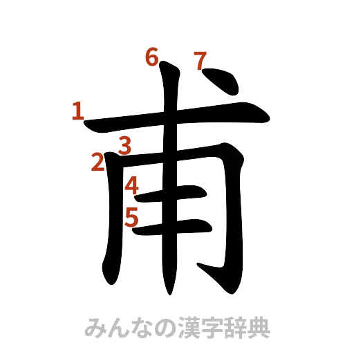 漢字「甫」の書き順と画数