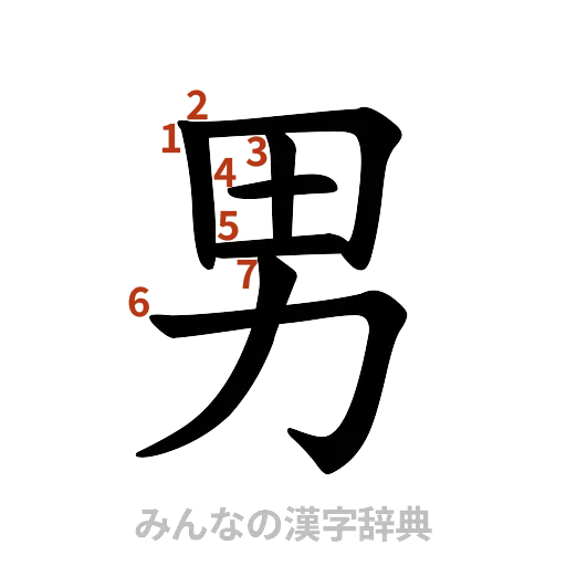 漢字「男」の書き順と画数