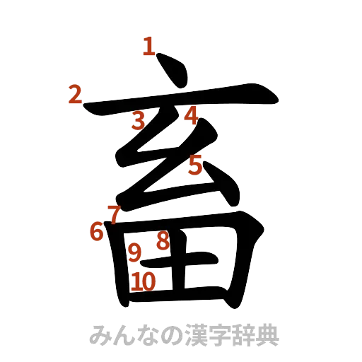 漢字「畜」の書き順と画数