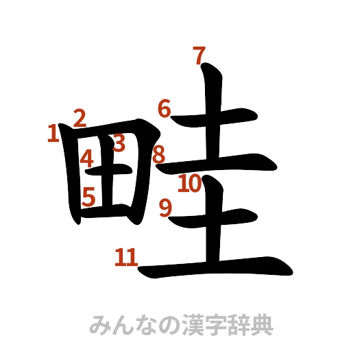 漢字「畦」の書き順と画数