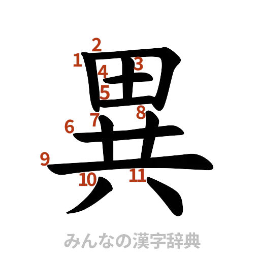 漢字「異」の書き順と画数