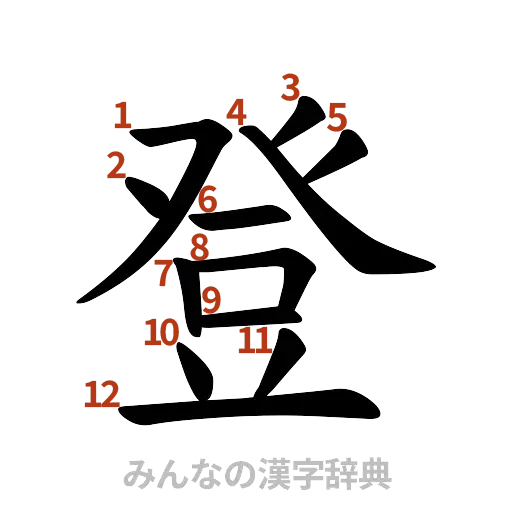 漢字「登」の書き順と画数