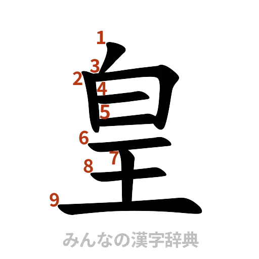 漢字「皇」の書き順と画数