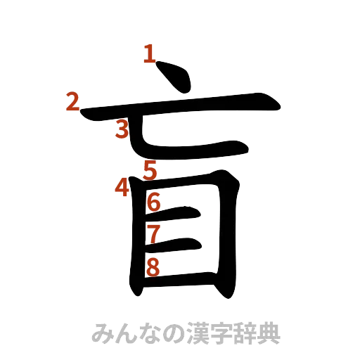 漢字「盲」の書き順と画数