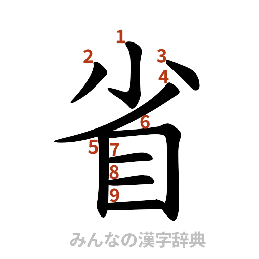漢字「省」の書き順と画数