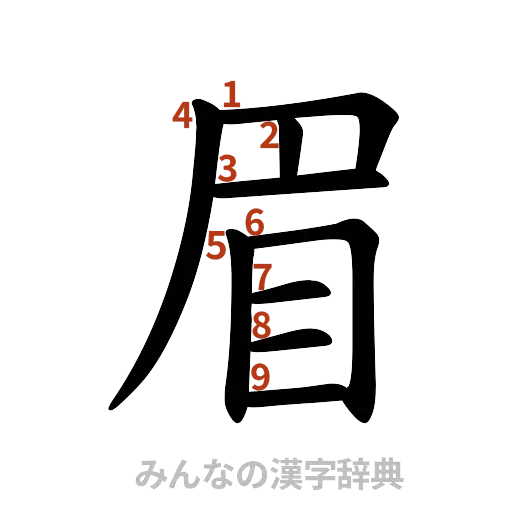 漢字「眉」の書き順と画数
