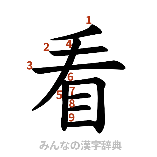 漢字「看」の書き順と画数