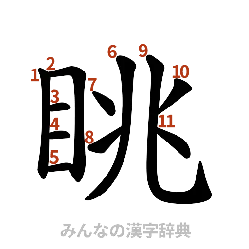漢字「眺」の書き順と画数