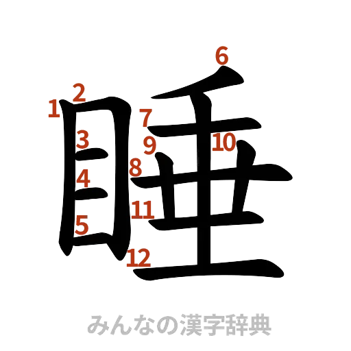 漢字「睡」の書き順と画数