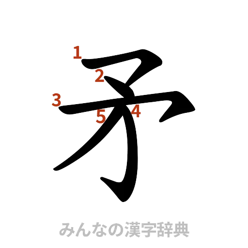 漢字「矛」の書き順と画数
