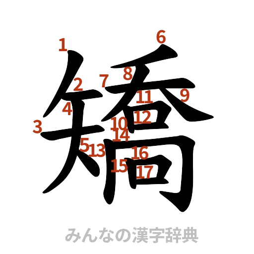 漢字「矯」の書き順と画数