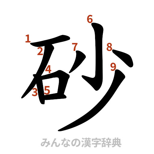 漢字「砂」の書き順と画数