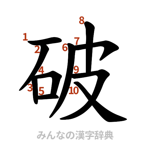 漢字「破」の書き順と画数
