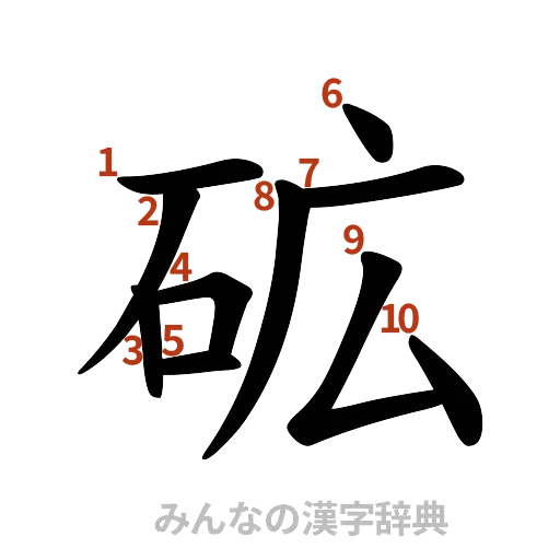 漢字「砿」の書き順と画数