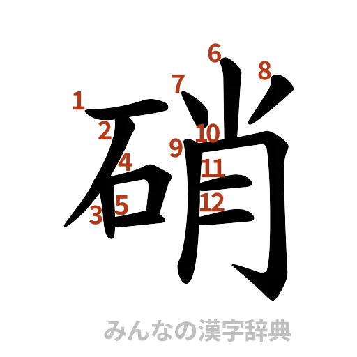 漢字「硝」の書き順と画数