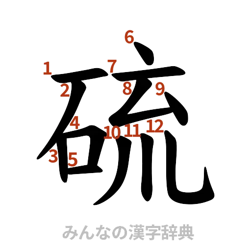 漢字「硫」の書き順と画数