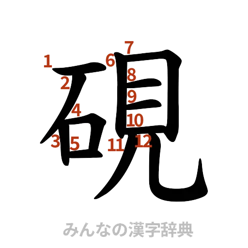 漢字「硯」の書き順と画数