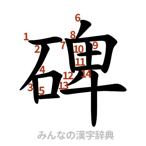 漢字「碑」の書き順と画数