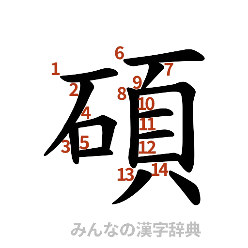 漢字「碩」の書き順と画数