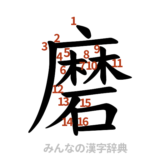 漢字「磨」の書き順と画数