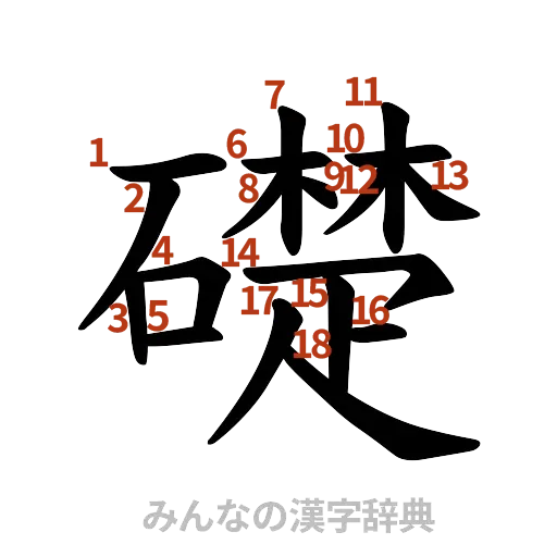 漢字「礎」の書き順と画数