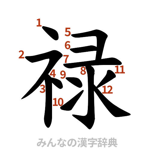 漢字「禄」の書き順と画数