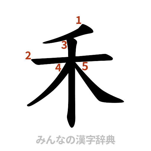 漢字「禾」の書き順と画数