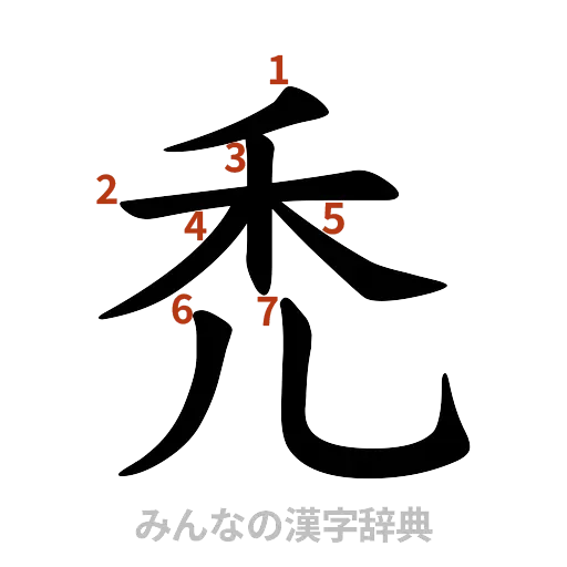 漢字「禿」の書き順と画数