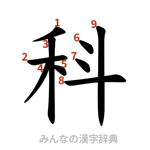 漢字「科」の書き順と画数