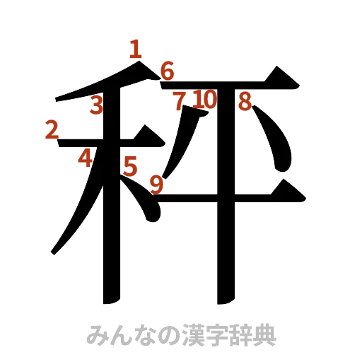 漢字「秤」の書き順と画数