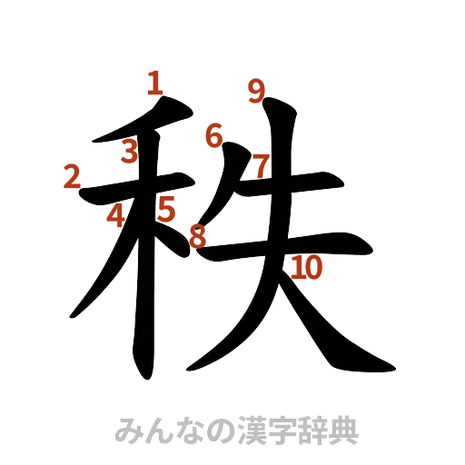 漢字「秩」の書き順と画数