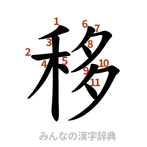 漢字「移」の書き順と画数