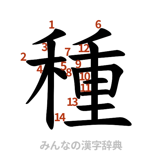 漢字「種」の書き順と画数