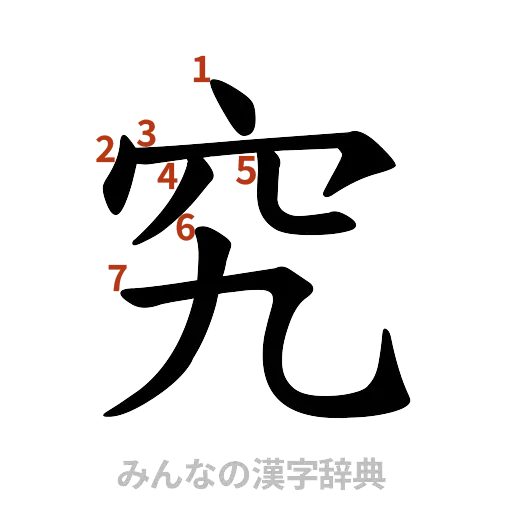 漢字「究」の書き順と画数