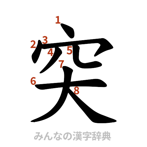漢字「突」の書き順と画数
