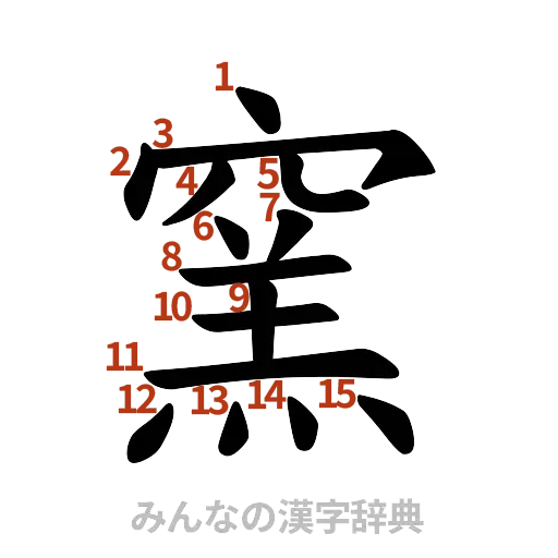 漢字「窯」の書き順と画数