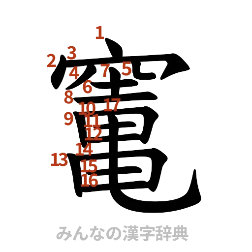漢字「竃」の書き順と画数