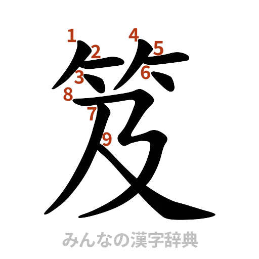 漢字「笈」の書き順と画数