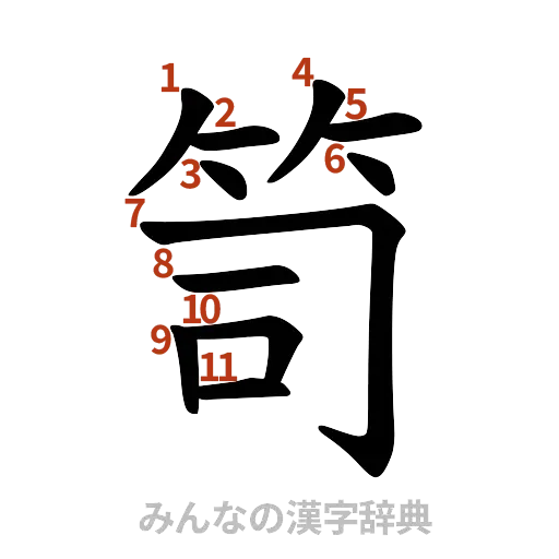 漢字「笥」の書き順と画数