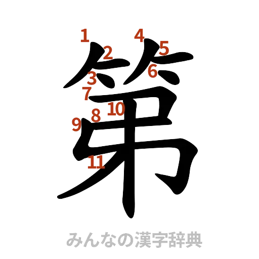 漢字「第」の書き順と画数