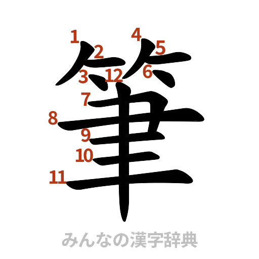 漢字「筆」の書き順と画数