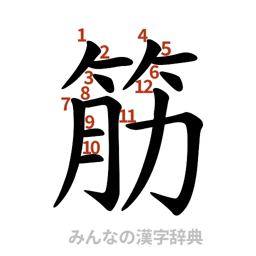 漢字「筋」の書き順と画数