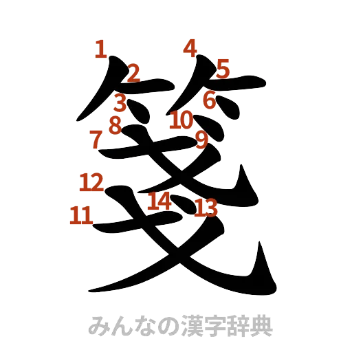 漢字「箋」の書き順と画数