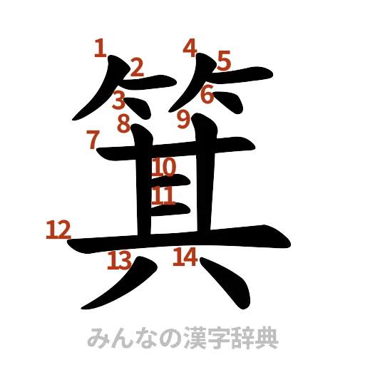 漢字「箕」の書き順と画数