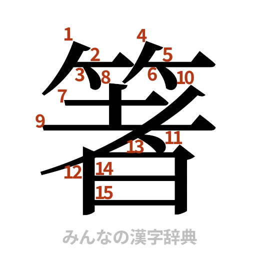 漢字「箸」の書き順と画数
