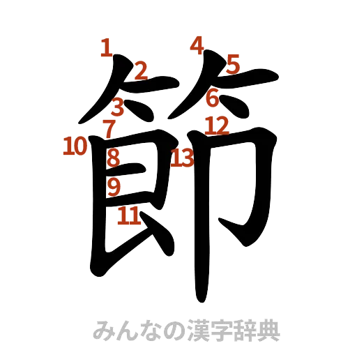 漢字「節」の書き順と画数